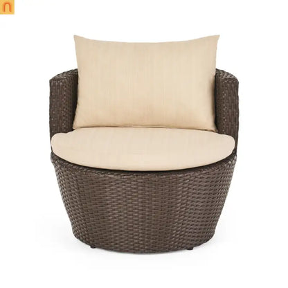 Outdoor Chat Set Wicker Brown Aluminum 3-Piece No Assembly