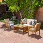 Outdoor Conversation Set Acacia Wood Brown 4 Piece with Cushions