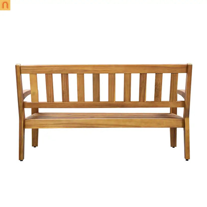Outdoor Conversation Set Acacia Wood Teak Red Cushions 2-Piece
