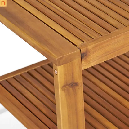 Outdoor Conversation Set Acacia Wood Teak Red Cushions 2-Piece