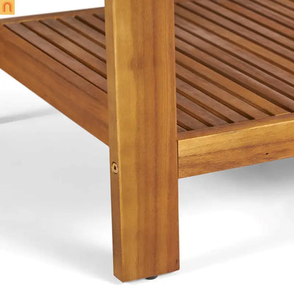 Outdoor Conversation Set Acacia Wood Teak Red Cushions 2-Piece
