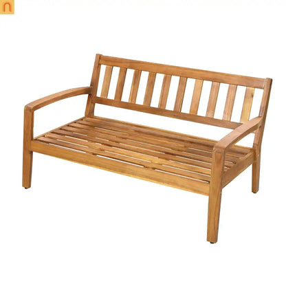 Outdoor Conversation Set Acacia Wood Teak Red Cushions 2-Piece