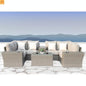 Outdoor Conversation Set Gray Wicker 10 Piece Seats 4 No Assembly