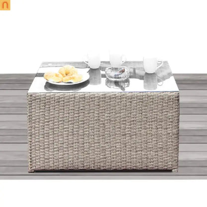 Outdoor Conversation Set Wicker Gray Mix 13-Piece Seats 7