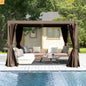 Pergola Louvered Aluminum Brown 10x10ft Adjustable Roof Drainage