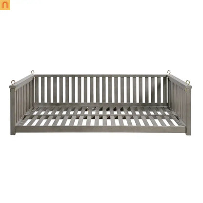 Outdoor Swing Bed Acacia Wood Gray 2-Person 350 lb Cap 79in