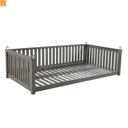 Outdoor Swing Bed Acacia Wood Gray 2-Person 350 lb Cap 79in
