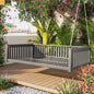 Outdoor Swing Bed Acacia Wood Gray 2-Person 350 lb Cap 79in