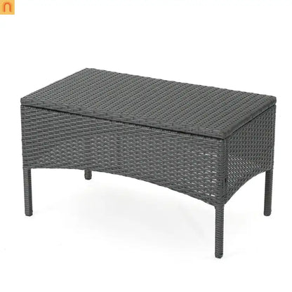 Outdoor Chat Set PE Rattan Gray 4-Piece Waterproof Cushions