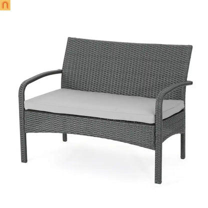 Outdoor Chat Set PE Rattan Gray 4-Piece Waterproof Cushions