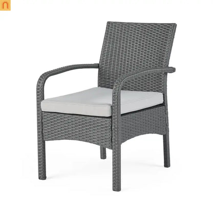 Outdoor Chat Set PE Rattan Gray 4-Piece Waterproof Cushions