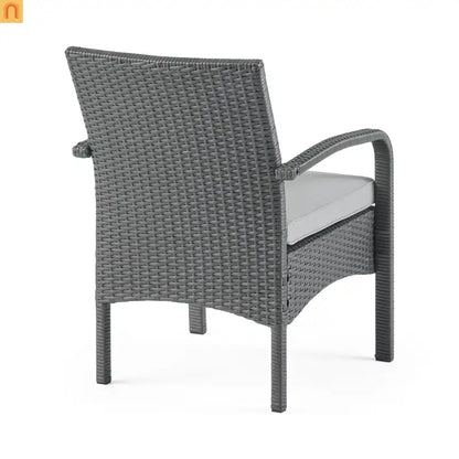 Outdoor Chat Set PE Rattan Gray 4-Piece Waterproof Cushions