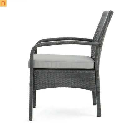 Outdoor Chat Set PE Rattan Gray 4-Piece Waterproof Cushions