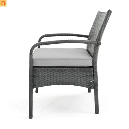 Outdoor Chat Set PE Rattan Gray 4-Piece Waterproof Cushions