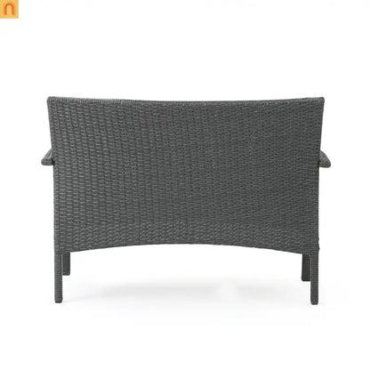 Outdoor Chat Set PE Rattan Gray 4-Piece Waterproof Cushions