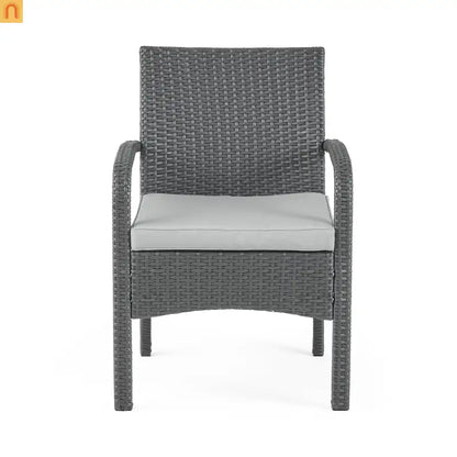 Outdoor Chat Set PE Rattan Gray 4-Piece Waterproof Cushions