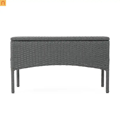 Outdoor Chat Set PE Rattan Gray 4-Piece Waterproof Cushions