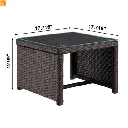 Outdoor Sectional Set PVC Rattan Brown Tan 3-Piece Chaise Table