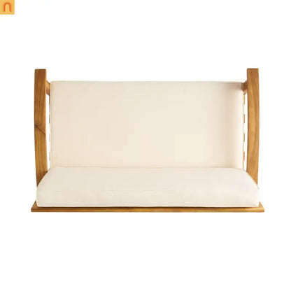 Outdoor Loveseat Set Acacia Wood Teak Cushions with Table 51in