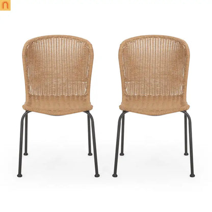 Outdoor Wicker Chair Set Rattan Light Brown Set of 2 34.75in