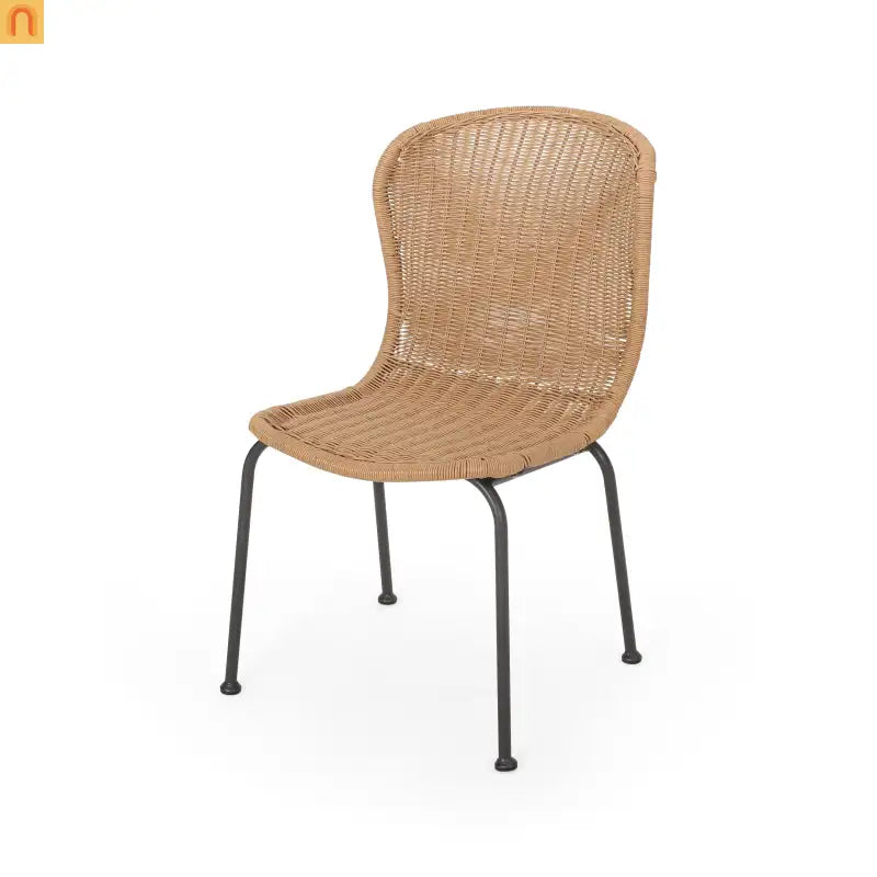 Outdoor Wicker Chair Set Rattan Light Brown Set of 2 34.75in
