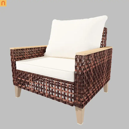 Outdoor Lounge Set Rattan White 7-Seat Modular with Footstool
