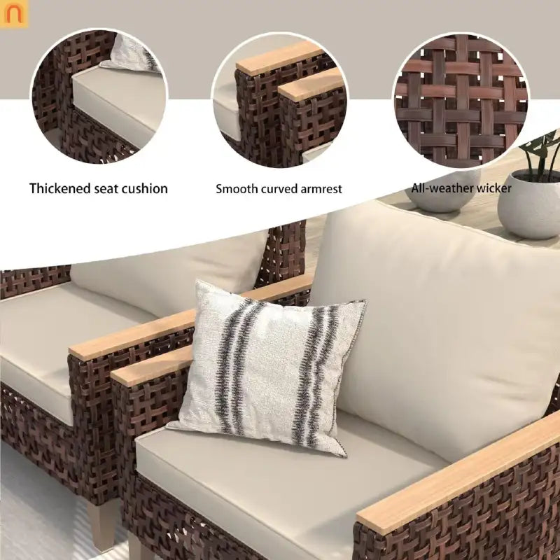Outdoor Lounge Set Rattan White 7-Seat Modular with Footstool
