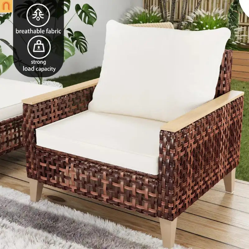 Outdoor Lounge Set Rattan White 7-Seat Modular with Footstool