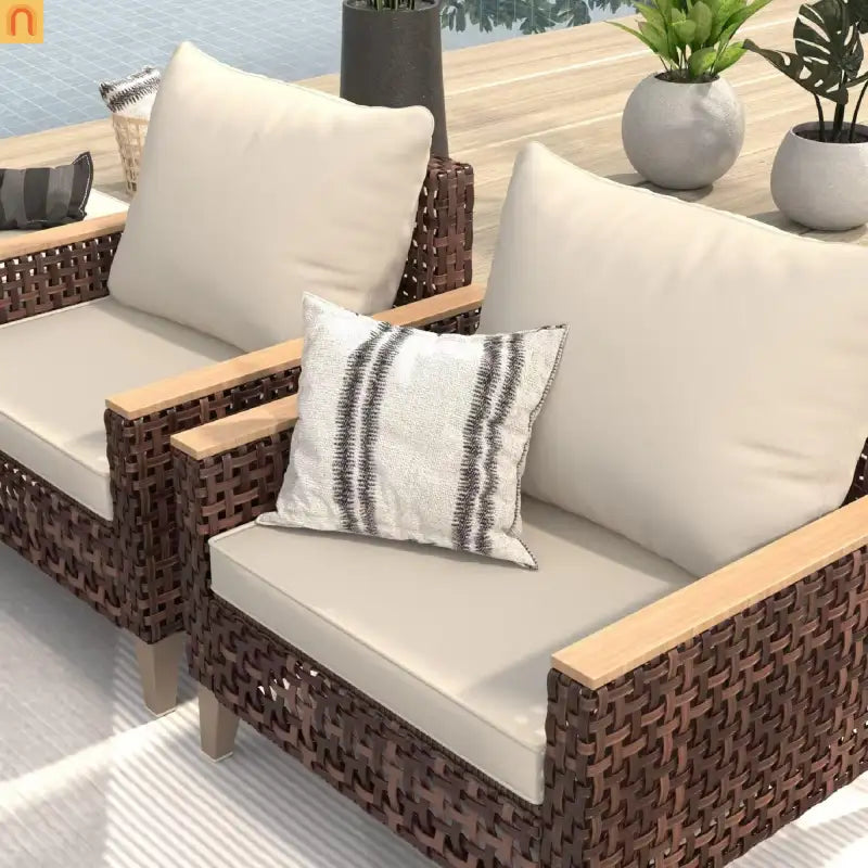Outdoor Lounge Set Rattan White 7-Seat Modular with Footstool