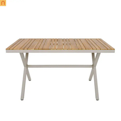 Outdoor Dining Set Teak Table Wicker Chairs Beige 7 Piece Seats 6