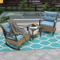 Outdoor Rocking Chair Set Rattan Steel Blue 3-Piece with Table