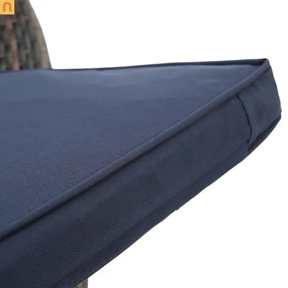 Outdoor Round Rattan Daybed Canopy Clamshell Navy Blue