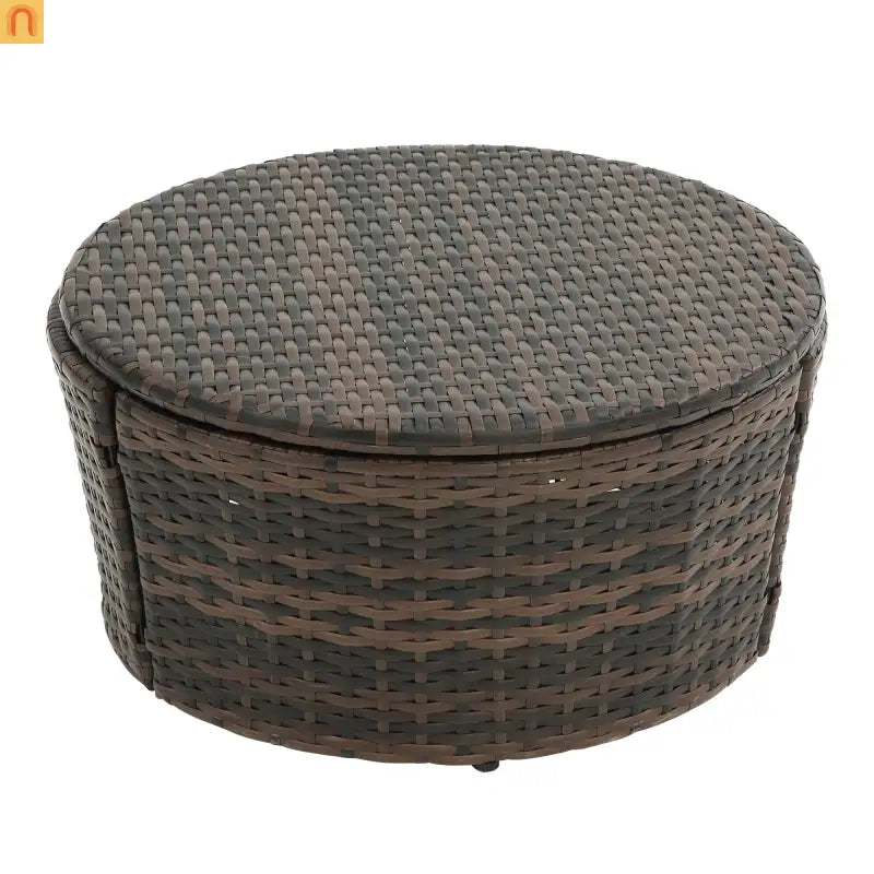 Outdoor Round Rattan Daybed Canopy Clamshell Navy Blue