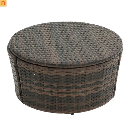 Outdoor Round Rattan Daybed Canopy Clamshell Navy Blue