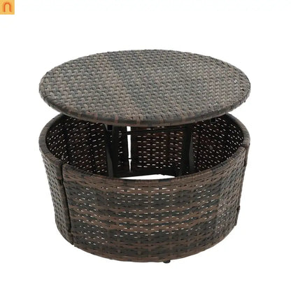 Outdoor Round Rattan Daybed Canopy Clamshell Navy Blue
