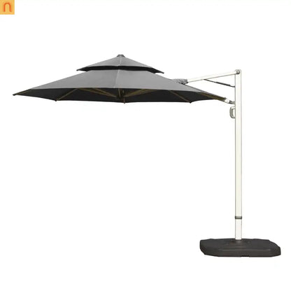 Patio Umbrella Cantilever Gray 9.7ft Round UPF50 Tilt Aluminum