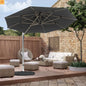 Patio Umbrella Cantilever Gray 9.7ft Round UPF50 Tilt Aluminum