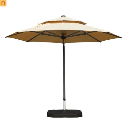 Patio Umbrella Cantilever Beige 9.7ft Round UPF50 Tilt Aluminum