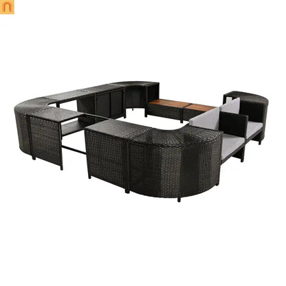 Outdoor Sectional Set Rattan Gray Storage Hot Tub Surround