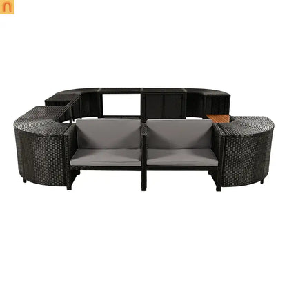 Outdoor Sectional Set Rattan Gray Storage Hot Tub Surround