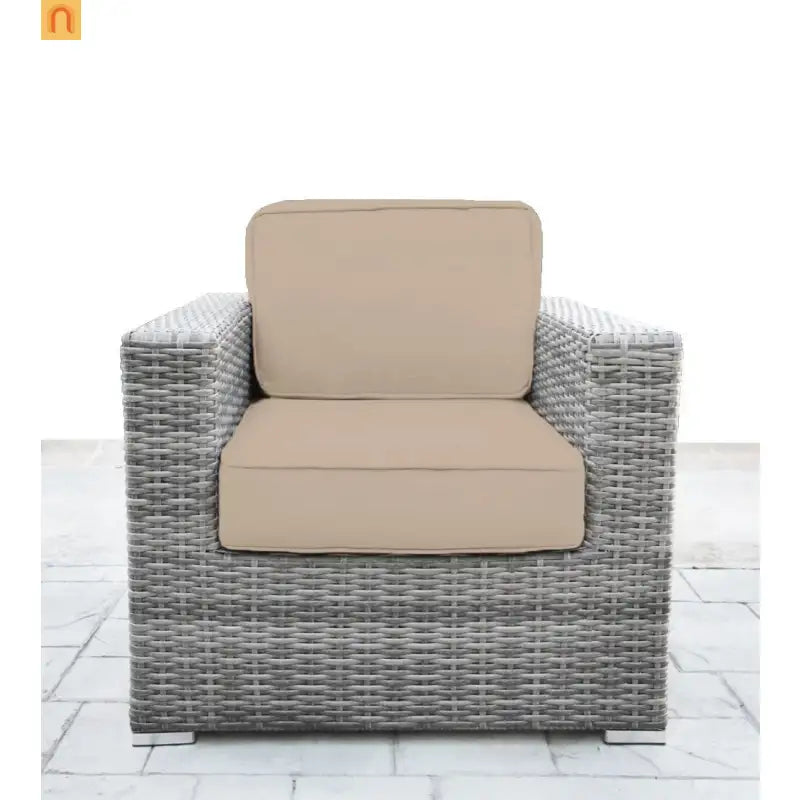 Outdoor Sectional Set Gray Wicker 7 Piece Seats 6 with Cushions