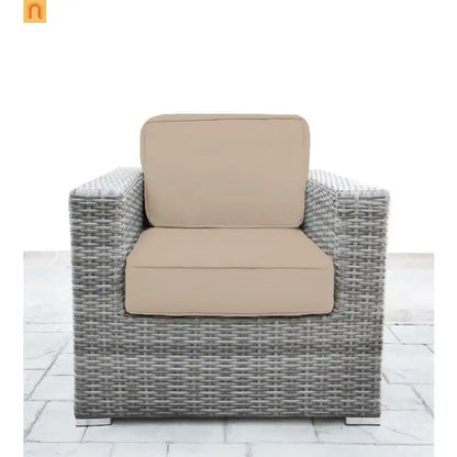 Outdoor Sectional Set Gray Wicker 7 Piece Seats 6 with Cushions