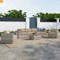 Outdoor Sectional Set Gray Wicker 7 Piece Seats 6 with Cushions