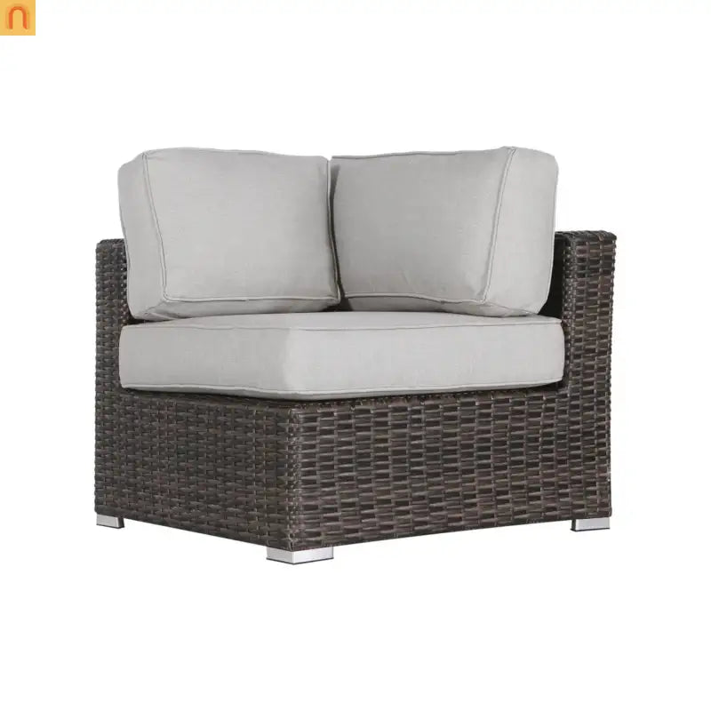 Outdoor Sectional Set Wicker Brown Gray 6 Person with Cushions