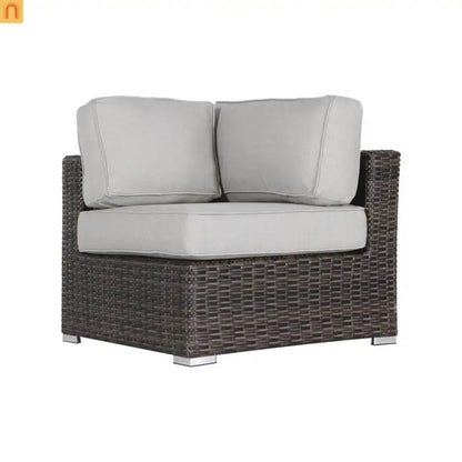 Outdoor Sectional Set Wicker Brown Gray 6 Person with Cushions