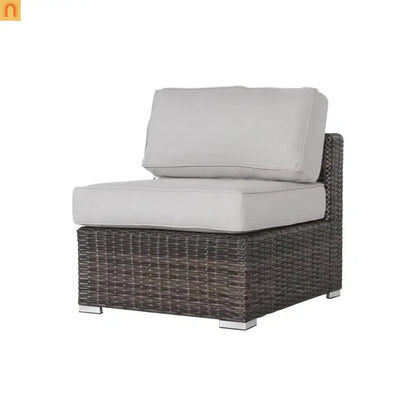 Outdoor Sectional Set Wicker Brown Gray 6 Person with Cushions