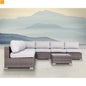 Outdoor Sectional Set Wicker Brown Gray 6 Person with Cushions