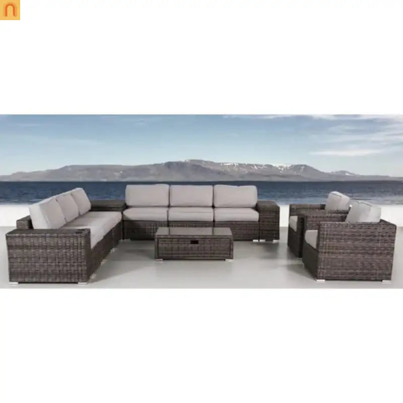 Outdoor Patio Set Wicker Espresso 12-Piece Seats 8 130in