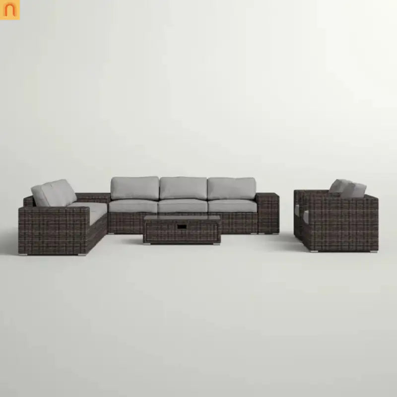 Outdoor Patio Set Wicker Espresso 12-Piece Seats 8 130in
