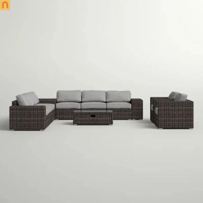 Outdoor Patio Set Wicker Espresso 12-Piece Seats 8 130in
